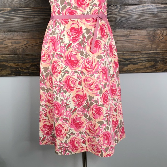 Boden Dress Retro Floral Rose Pink Ribbon Belt - Picture 3 of 7